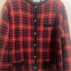 Vintage Boundary Waters Tartan Plaid Cardigan Sweater